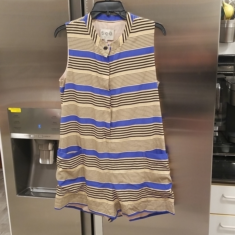 💕SEA NEW YORK💕 Vertical Stripe Sleeveless Shortsuit Romper 4 EUC